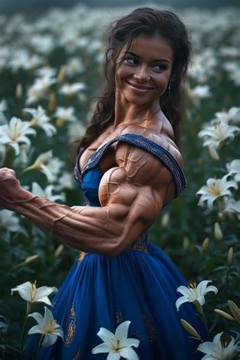 AI Muscle Girl Flexes | FBB AI