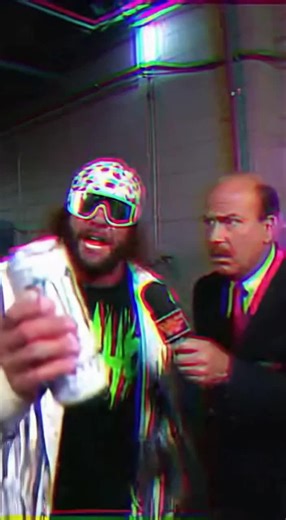 Macho man cracking it open and turning up the voltage with a white monster 👻 #machoman #whitemonster #monster #wwe #followme