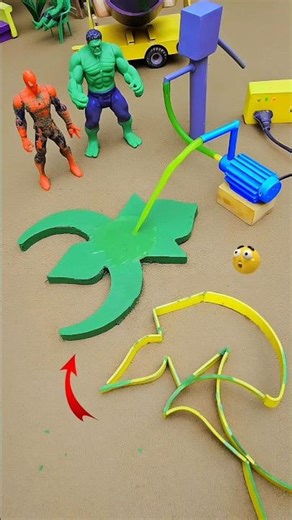 Mini waterpump & mini tractor with one big arrow shape green concrete & mixer || VideoNo.216🔥#shorts