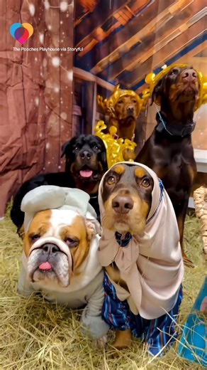 A dog daycare in the UK put on a nativity scene ahead of Christmas, including very well behaved dogs dressed as Jesus, Mary Joseph, the Angel Gabriel, and the three wisemen. #christmas #dogs | The Uplift