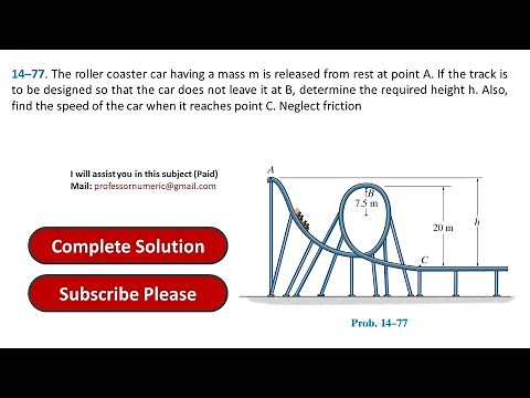 14–77. The roller coaster car having a mass m is released | Engineering Mechanics Dynamics
