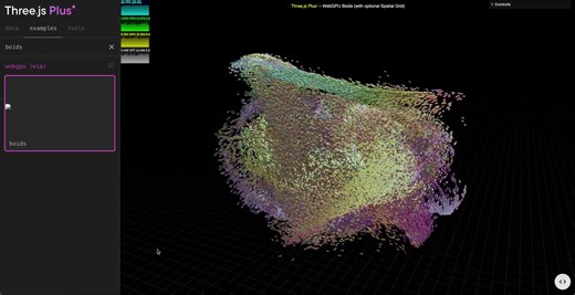 Why Threejs Plus? Because it’s Threejs, plus thousands of hours of expertise distilled into modular, interconnectable building blocks. SpatialGrid → Boids: const { instanceMatrix } = new Boids(300000) positionNode = instanceMatrix().mul(positionLocal) Powered by TSL & WebGPU | 20playtesters | Facebook