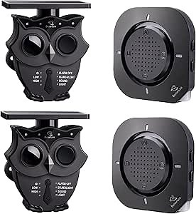 Driveway Alarm Systems Weatherproof Outdoor Motion Detector & Sensor with120dB Siren, Sound and Light Alert Systems Makes it Easy to Monitor & Protect Outdoor/Indoor Property(2R2S)