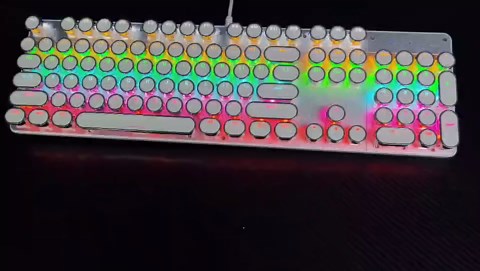 HZG Gaming Keyboard for Typewriter, 104 Keys LED Backlight Mechanical Wired Light Up Keyboard Typewriter Style, Retro Punk Round Keycaps, Durable Metal Panels, for Laptop Desktop Computer