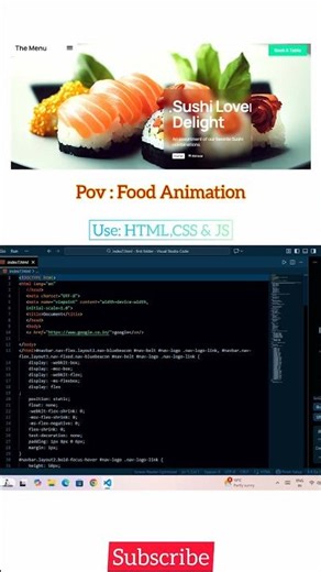 “HTML CSS JavaScript Animation 🍔 | Web Dev Shorts“Pure HTML CSS JS se Food Animation #Shorts
