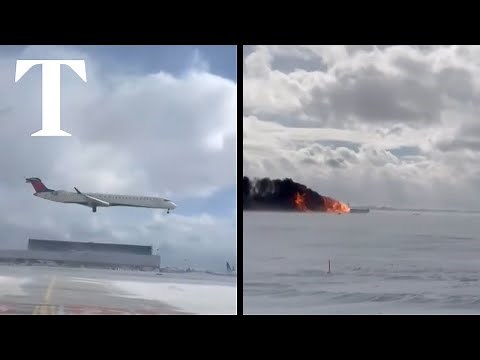 New footage shows moment Delta plane crashes in Toronto