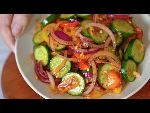 Cucumber Sweet Pepper Salad in 3 Minutes, Best Way to Eat Cucumber!