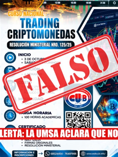 🟢HASHTAG UMSA🟢 LA UMSA INFORMA QUE NO AVALA NI RESPALDA ESTOS CURSOS🟢 #umsa #importantes #cursos #falso #denuncia #fyp