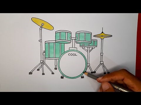 Complete Drum Set Drawing Tutorial For Beginners