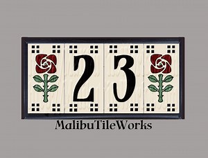 House Numbers Craftsman Rose Set Address Tiles, Craftsman Rose Design - Framed - Etsy