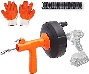 VEVOR Drain Auger 25Ft, Plumbing Snake Auto Feed, Plumbers Snake with Drill Attachment, Pipe Snake Drain Clog Remover for Kitchen Bathroom Shower Sink with Protective Hose and Gloves