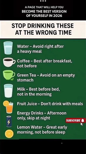 Stop Drinking These Drinks at the Wrong Time #healthtips #healthfacts #drinktips#timingmatters#water