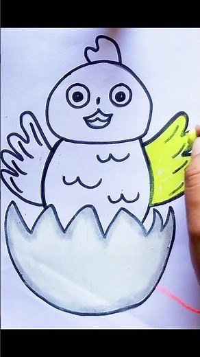 How to draw chick in egg 🐣 how to draw a chick hatching from an egg 🐣 cute chicken drawing 🐣