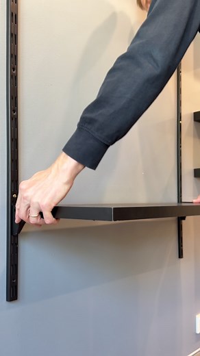 One system // so many options. Our black single and double slot uprights are compatible with a range of different components. High quality finish, incredible strength. ⚫️☑️ www.shelvingshop.com.au #shelvingshop #theshelvingshop #topshelf #adjustableshelving | The Shelving Shop