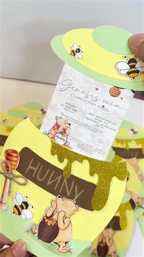 3D Honey Bear Jar Invitation Set of 12, Pooh Inspired Baby Shower Invite, Honey Pot Birthday Party Invitation, Custom Handmade, Bear Party - Etsy