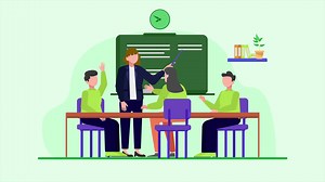 Animated Lecturers teaching in class concept. Full length animation illustration. High quality 4k footage.