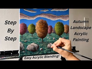 Colorful Autumn Trees STEP by STEP | Easy Acrylic Blending Technique