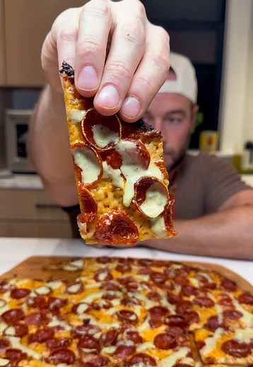 Pepperoni Jalapeno Ranch tavern pizza. Don’t let the party cut throw you off 🥳 This pizza was next level. Was light on ingredients tonight so I used @Bianco DiNapoli pre made sauce and @SideDish ranch instead of making both from scratch. And both absolutely slapped. #pizza