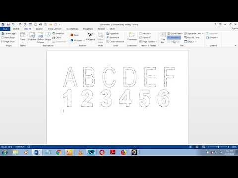 how to make dashed letters and number tracing in microsoft word 2013 by using wordart