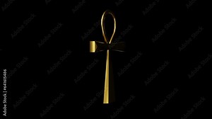 The ankh or key of life is an ancient Egyptian hieroglyphic symbol used in Egyptian art. isolated in the black background 3d rendering