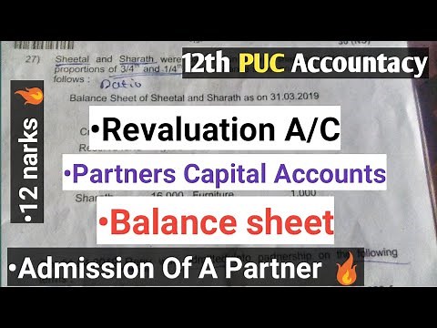 2nd puc Accountacy Admission Of A Partner 12 Marks Full Explained. With Answer 🔥 Accountacy 2nd puc🔥