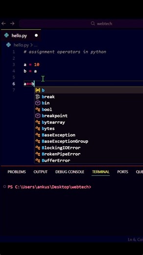 Assignment Operators in Python 🔥 Explained in 30 Seconds | #shorts #youtubeshorts