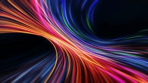 A stream of colored rays that form a wave. Data flow animation