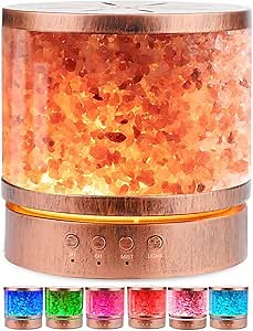 Autumn Rain Essential Oil Diffuser Himalayan Salt Lamp Cool Mist Humidifier 400 ml Ultrasonic Aroma Diffusers Humidifier 7 Colors Changing LED Night Lights Gifts Ideas for Mom
