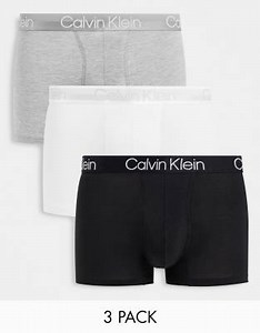 Calvin Klein Modern Structure 3 pack trunks in black/white/grey | ASOS