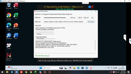 32K views · 345 reactions | Kích hoạt Office bằng cách getcid (cách này áp dụng được cho cả online và offline) - nếu offline anh chị em dùng điện thoại để lấy cid và nhập vào máy tính - Thực hiện trên Windows 11 25H2, Office 2024 | Minh Hải Bùi | Facebook