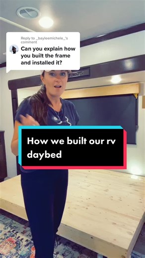 Reply to @_bayleemichele_ it’s very basic we did it at our last stationary spot with a drill & basic saw. Hope that helps! 🛏 #rvdaybed #daybed #tinyliving #howwemadeit #rvsleep #rvremodel #tinybedroomidea #tinylivingwithkids #sleeparrangements