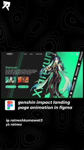 Figma Animation, genshin impact landing page animation , figma animation
