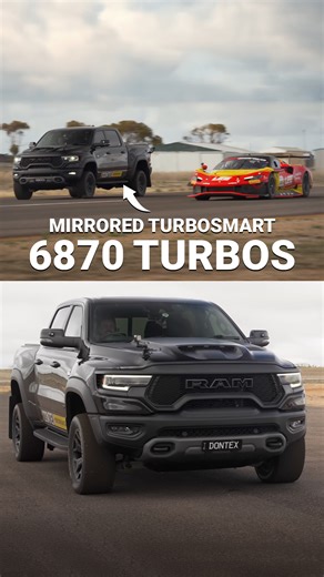 Dontex Performance’s 1200HP twin-turbocharged and supercharged RAM TRX 🔥 Armed with mirrored Turbosmart 6870 turbos, HyperGate45s, and Raceports. Built to gap Supercars and take wins. 🏆💨 Footage thanks to @carexpert.com.au | Turbosmart