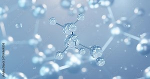 Ethylene glycol, rotating 3D model of ethane-1.2-diol, seamless looped video, molecular structure with selective focus