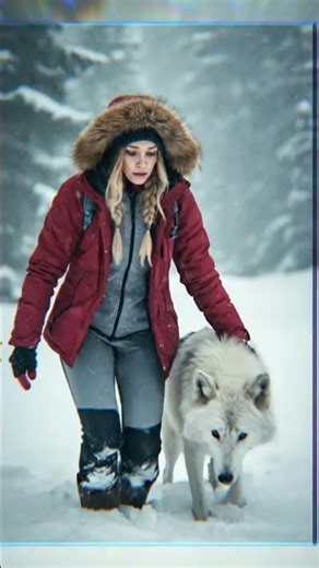 Black Wolf Seeks Help From a Girl to Save Its Trapped Cub 🐺❄️ #animalrescue #wildlife