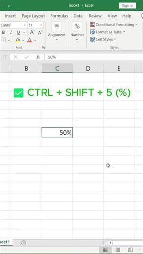 Excel Shortcut: CTRL + SHIFT + % | Quick Percentage Format