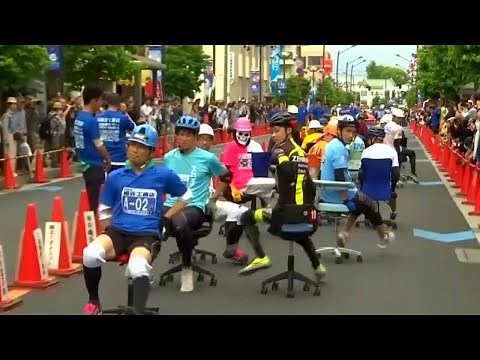 Office Chair Grand Prix Sees Racers Scooch, Slide and Glide