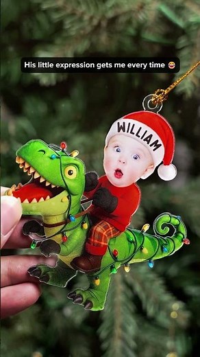 Custom Photo Dinosaur Christmas - Personalized Custom Acrylic Ornament
