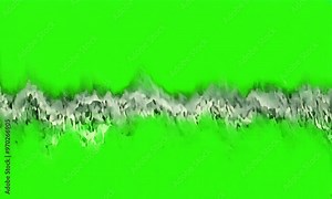 Static noise and bad tv signal distortion appear on a green screen, offering a perfect transition effect for videos
