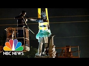 Jefferson Davis Statue Removed In Front Of Jeering And Cheering Crowd | NBC News