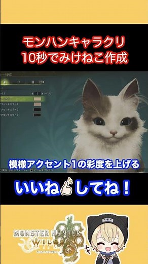 【キャラクリ】みけねこの作り方【モンハンワイルズ初心者オトモアイルー】#shorts