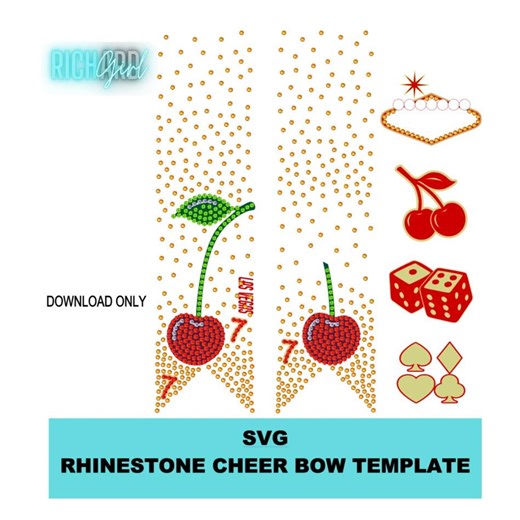 VEGAS Cheer Bow Rhinestone Template in SVG Format - Etsy