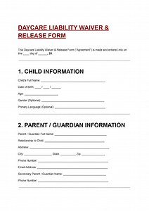 Daycare Liability Waiver Release Form | Childcare Consent Agreement (DOC/PDF) - Etsy UK