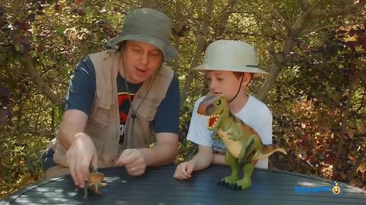 Giant T-Rex Dinosaur Chases Park Ranger with Jurassic World Dinosaurs Toys For Kids