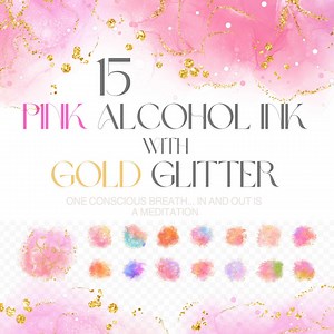 15 Pink Alcohol Ink Gold Glitter Overlays: Transparent PNG Clipart (digital Download) - Etsy