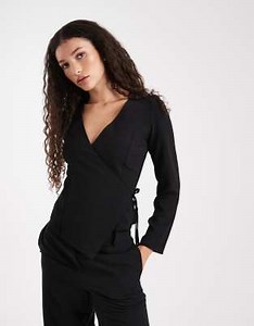 ASOS DESIGN textured long sleeve wrap blouse | ASOS