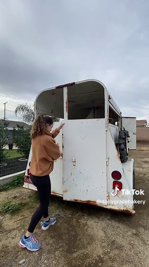 You asked for a full tour of my micro bakery before I show you the restoration process! Here she is!! A little bit about the trailer ✨ She’s from the 1970s and is a Hart Horse Trailer. There are small hearts etched into the design of this trailer that I’m so excited to restore and bring out in my bakery. Can you find them? #microbakery #bakery #bakerylife #bakerytour #tour #bread #restoration #projects #bakerytiktok #fyp #cakes #cottagebakery #breadsandbakes #bakeryinriverside #riversidecounty #