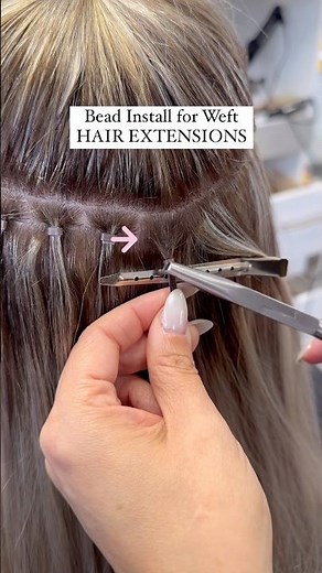 How to install silicone beads for hybrid weft hair extensions #hairextensions