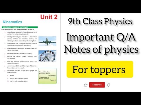 9th Class Physics|| Chapter 2|| Kinematics|| Important Short Questions notes || New Book || PCTB#9th