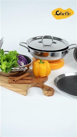 Chefle Trio-Cook Triply Cookware | Honeycomb Technology Non-Stick Without Toxic Coating